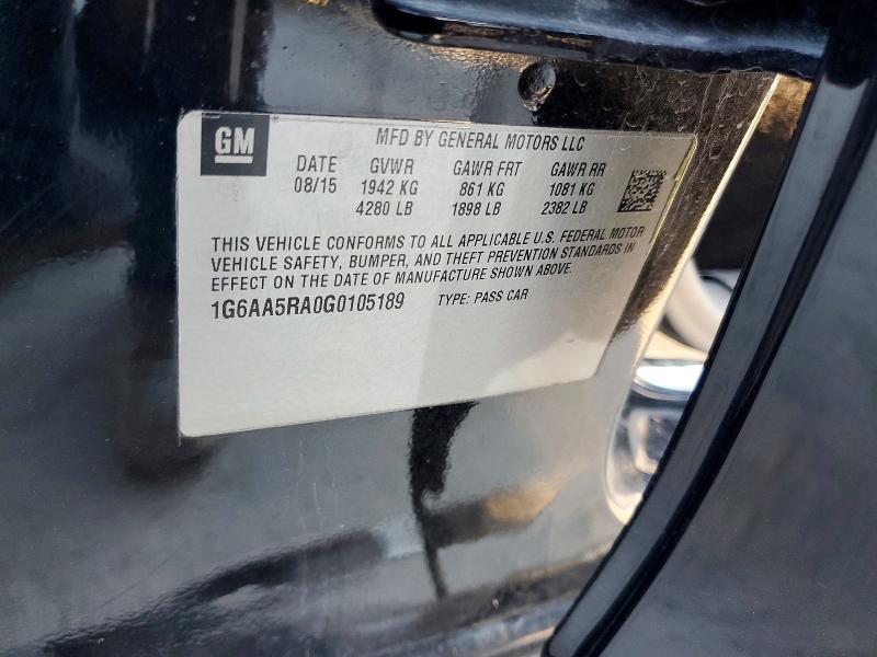 78536475 :رقم المزاد ، 1G6AA5RA0G0105189 vin ، 2016 Cadillac Ats مزاد بيع