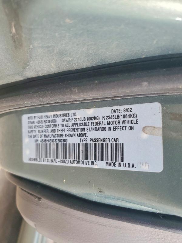 Продажа на аукционе авто 2003 Subaru Legacy, vin: 4S3BH635937302880, номер лота: 78682145