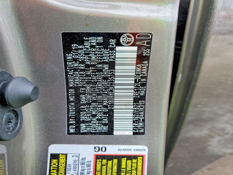 76567435 :رقم المزاد ، 2T1BURHE2KC235753 vin ، 2019 Toyota Corolla مزاد بيع