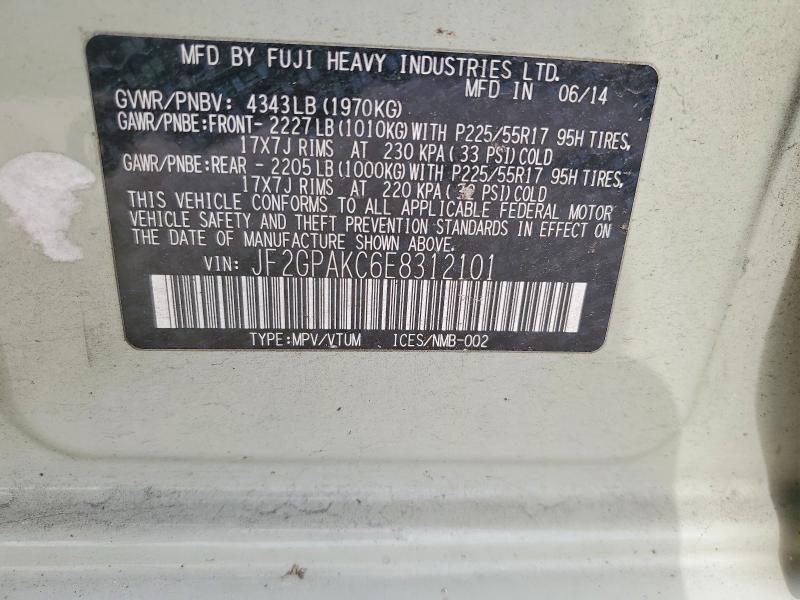 2014 Subaru Xv Crosstrek მანქანა იყიდება აუქციონზე, vin: JF2GPAKC6E8312101, აუქციონის ნომერი: 79088135