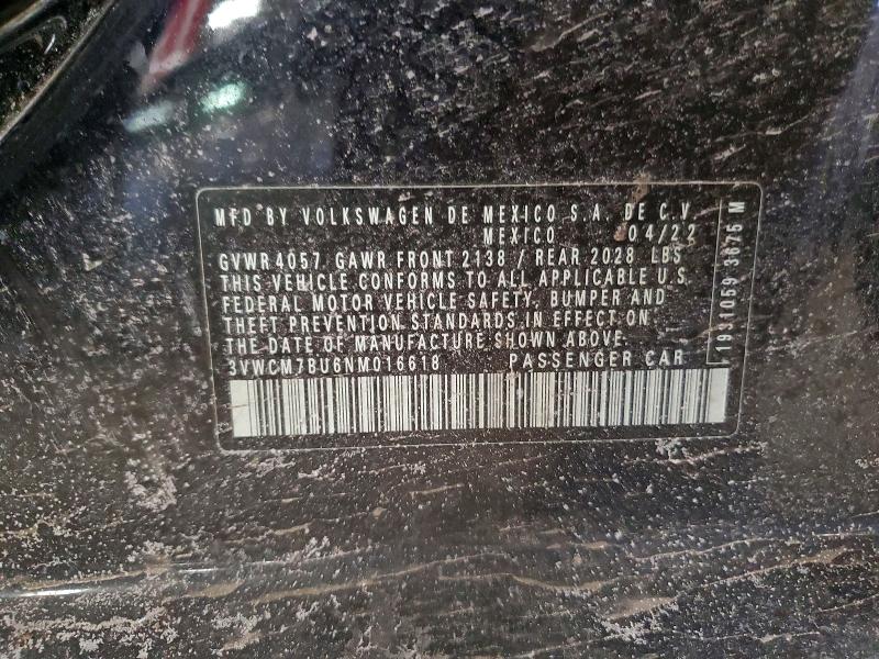 Aukcja sprzedaży 2022 Volkswagen Jetta, vin: 3VWCM7BU6NM016618, numer aukcji: 77353975