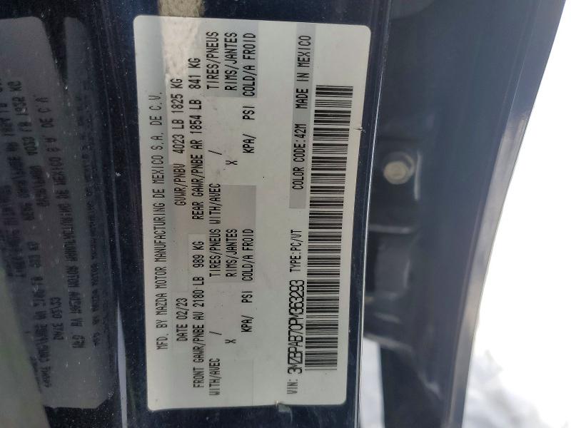 Продаж на аукціоні авто 2023 Mazda 3, vin: 3MZBPAB70PM363293, номер лоту: 78780645