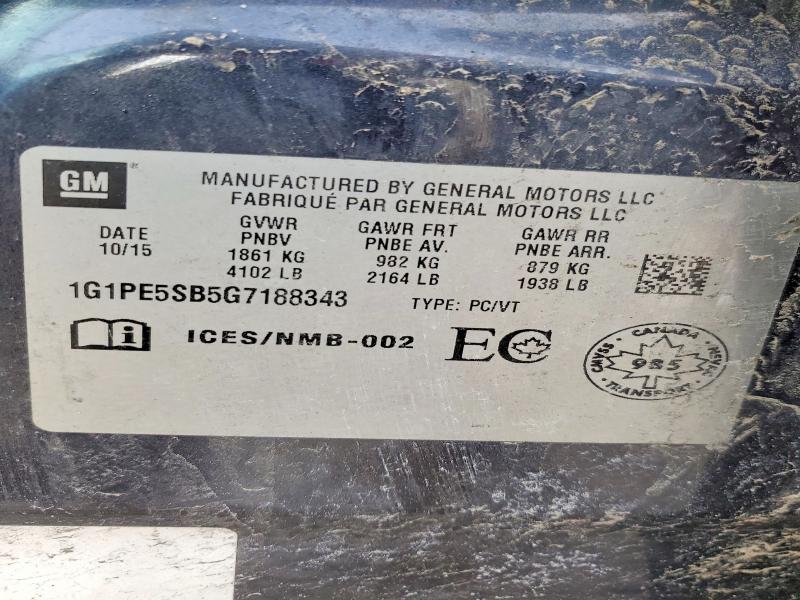 74303435 :رقم المزاد ، 1G1PE5SB5G7188343 vin ، 2016 Chevrolet Cruze Limited مزاد بيع