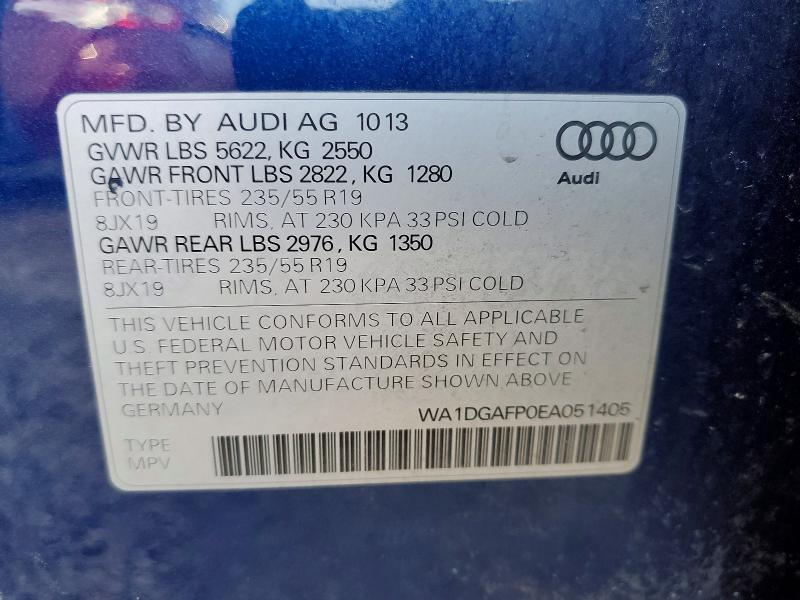 77107515 :رقم المزاد ، WA1DGAFP0EA051405 vin ، 2014 Audi Q5 مزاد بيع