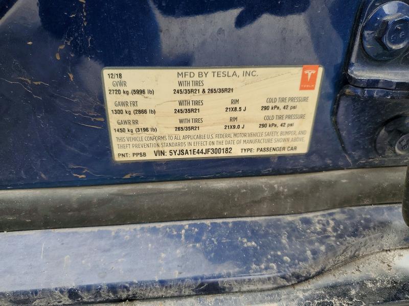 2018 Tesla Model S მანქანა იყიდება აუქციონზე, vin: 5YJSA1E44JF300182, აუქციონის ნომერი: 77900655