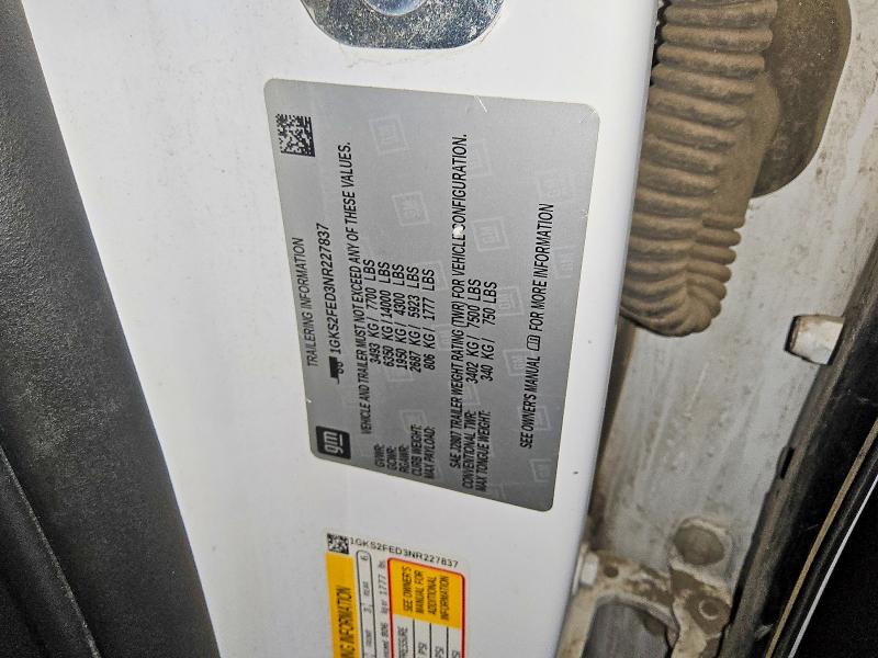 Продажа на аукционе авто 2022 Gmc Yukon Xl K, vin: 1GKS2FED3NR227837, номер лота: 74195425