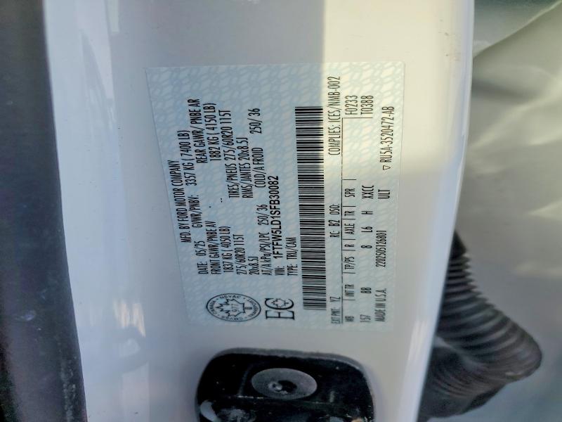 Продаж на аукціоні авто 2025 Ford F150, vin: 1FTFW5LD1SFB30082, номер лоту: 76910085