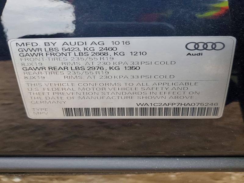 78042455 :رقم المزاد ، WA1C2AFP7HA075246 vin ، 2017 Audi Q5 مزاد بيع