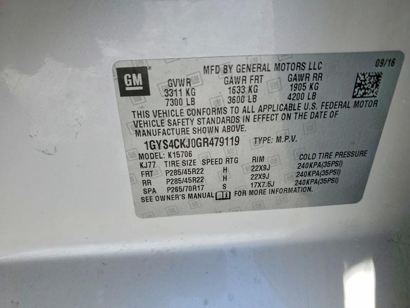 Продажа на аукционе авто 2016 Cadillac Escalade P, vin: 1GYS4CKJ0GR479119, номер лота: 75406575