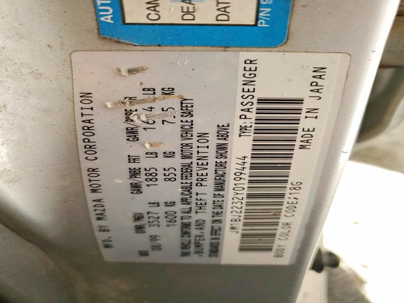 Aukcja sprzedaży 2000 Mazda Protege, vin: JM1BJ2232Y0199444, numer aukcji: 78006955