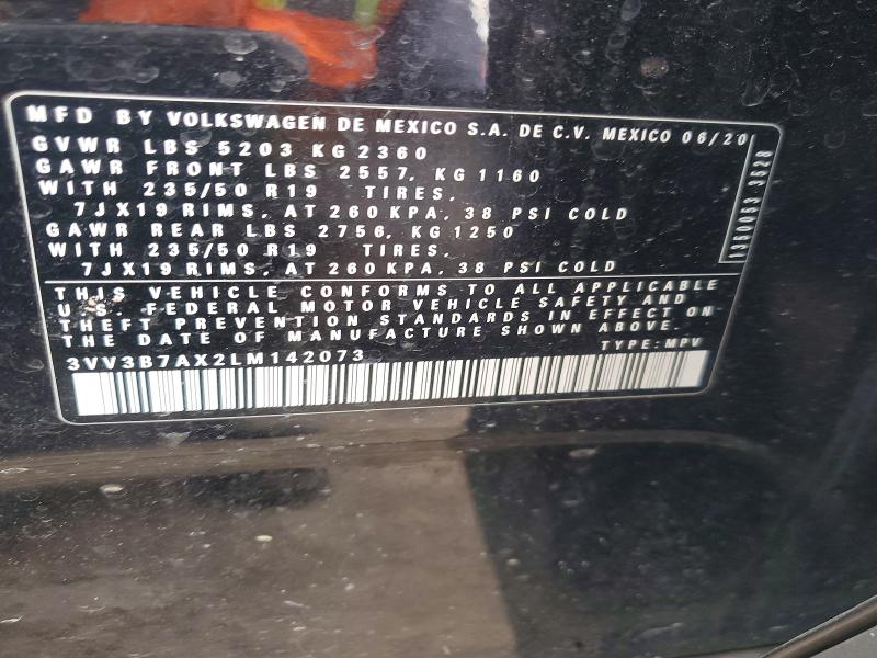 Продаж на аукціоні авто 2020 Volkswagen Tiguan, vin: 3VV3B7AX2LM142073, номер лоту: 77544295