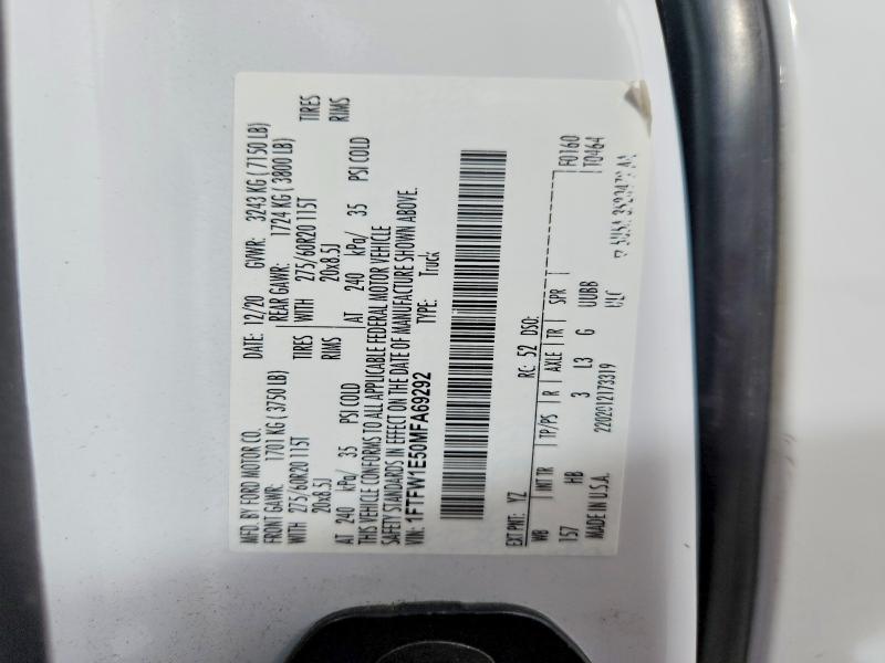 Aukcja sprzedaży 2021 Ford F150, vin: 1FTFW1E50MFA69292, numer aukcji: 78901595