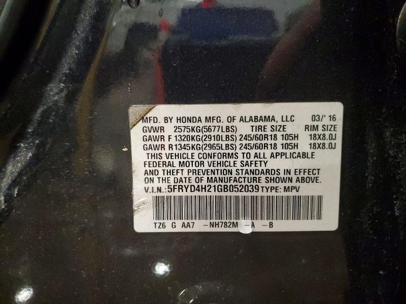 Aukcja sprzedaży 2016 Acura Mdx, vin: 5FRYD4H21GB052039, numer aukcji: 74340235