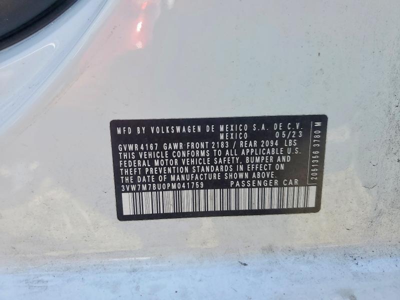 78289975 :رقم المزاد ، 3VW7M7BU0PM041759 vin ، 2023 Volkswagen Jetta مزاد بيع