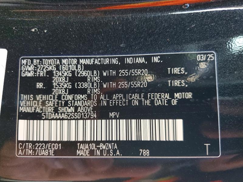 2025 Lexus Tx 350 მანქანა იყიდება აუქციონზე, vin: 5TDAAAA62SS013794, აუქციონის ნომერი: 78968765
