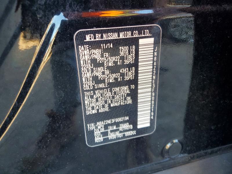Aukcja sprzedaży 2015 Infiniti Qx80, vin: JN8AZ2NE3F9082194, numer aukcji: 77734525