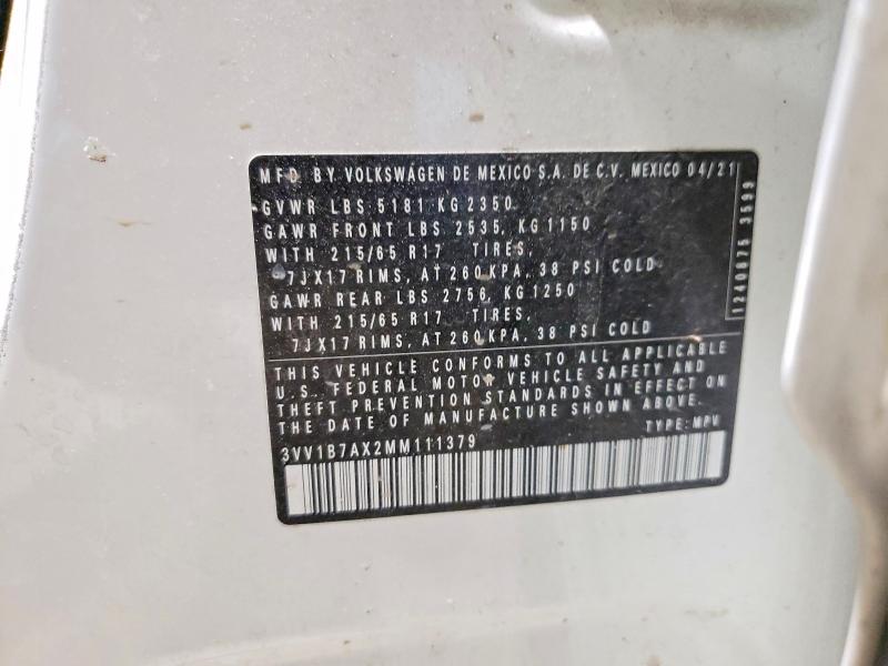 76861915 :رقم المزاد ، 3VV1B7AX2MM111379 vin ، 2021 Volkswagen Tiguan مزاد بيع