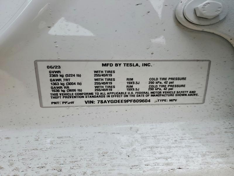 Aukcja sprzedaży 2023 Tesla Model Y, vin: 7SAYGDEE9PF809604, numer aukcji: 75429625