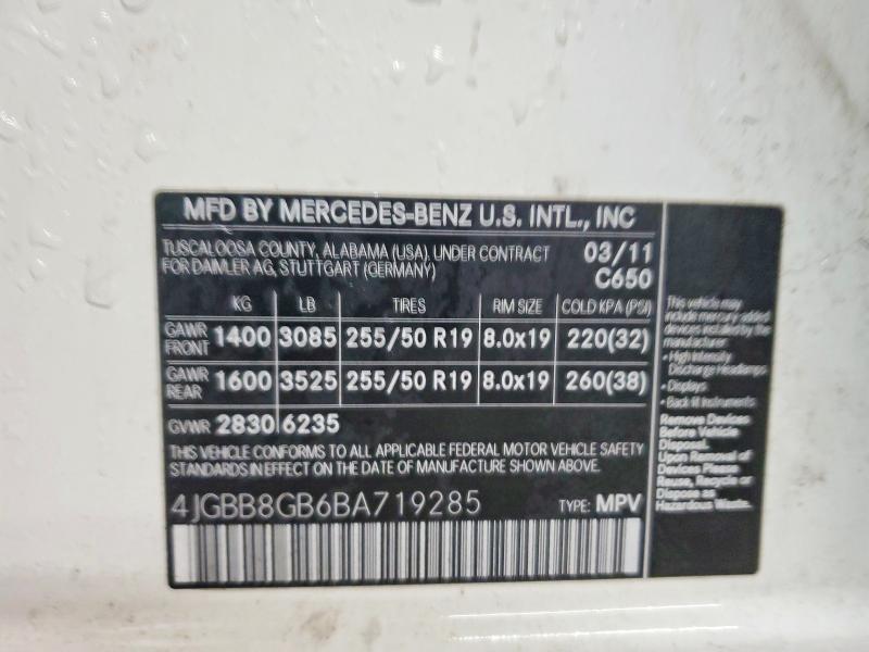Продажа на аукционе авто 2011 Mercedes-benz Ml, vin: 4JGBB8GB6BA719285, номер лота: 75645275