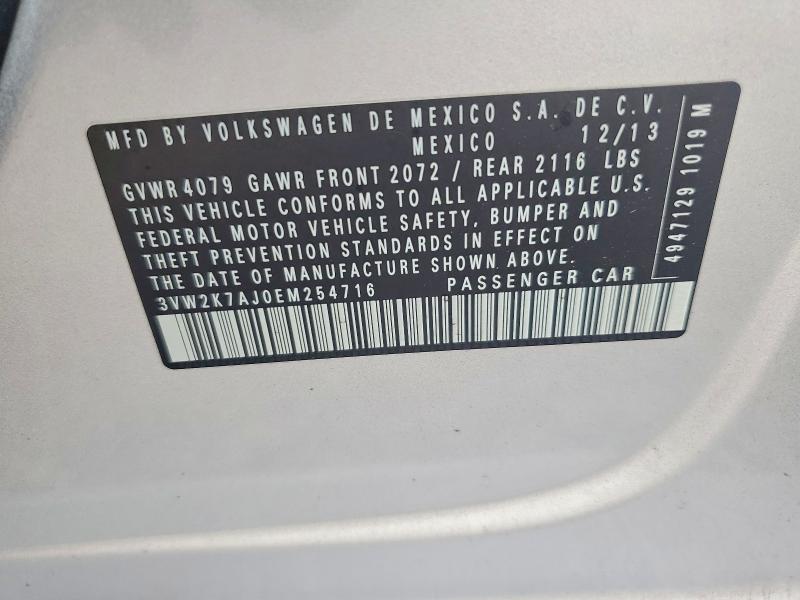 Продажа на аукционе авто 2014 Volkswagen Jetta, vin: 3VW2K7AJ0EM254716, номер лота: 78005785