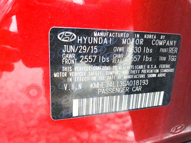 Продажа на аукционе авто 2016 Hyundai Sonata Hybrid, vin: KMHE34L13GA018193, номер лота: 79446875