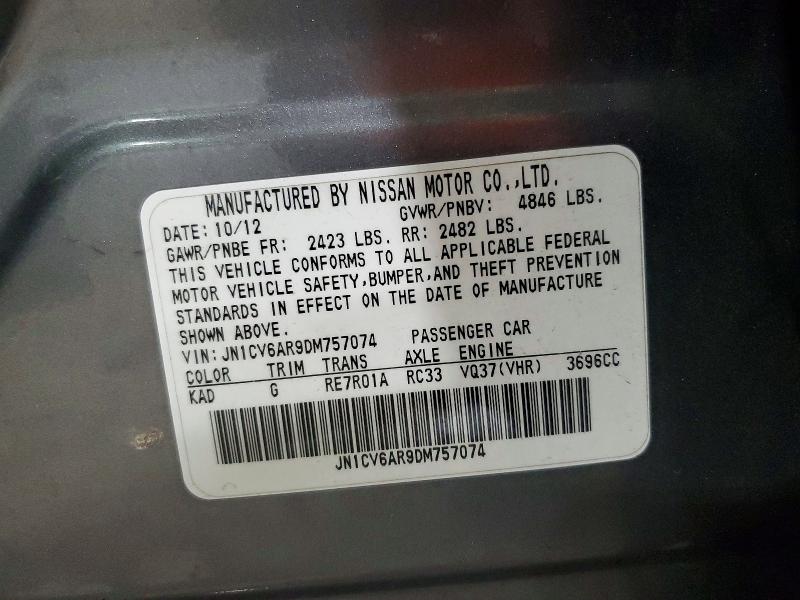 Продаж на аукціоні авто 2013 Infiniti G37, vin: JN1CV6AR9DM757074, номер лоту: 77991265