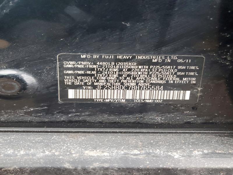 Продаж на аукціоні авто 2011 Subaru Forester, vin: JF2SHBDC7BH765584, номер лоту: 74511155