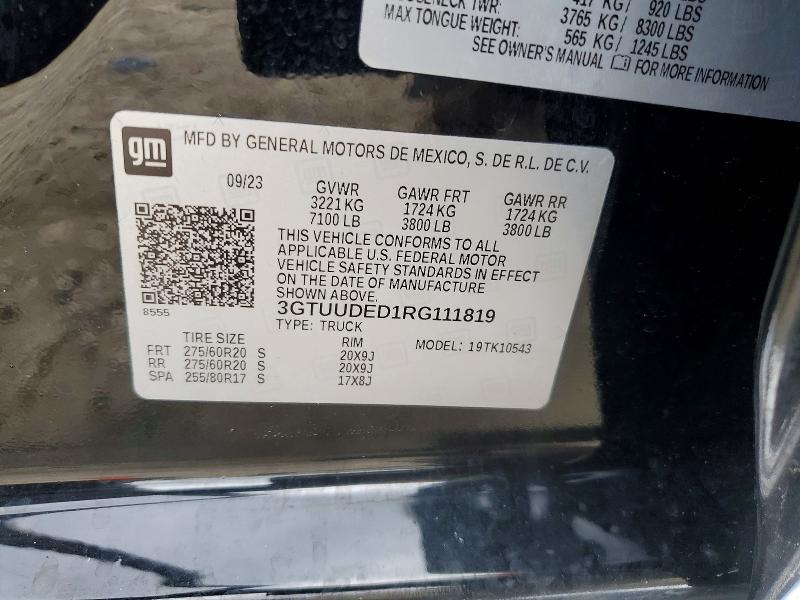 Продаж на аукціоні авто 2024 Gmc Sierra, vin: 3GTUUDED1RG111819, номер лоту: 78114535