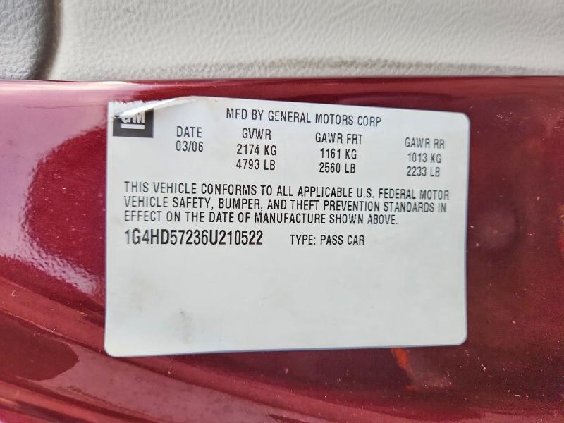 Aukcja sprzedaży 2006 Buick Lucerne, vin: 1G4HD57236U210522, numer aukcji: 78764015