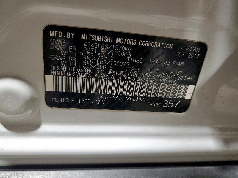 2018 Mitsubishi Outlander Sport მანქანა იყიდება აუქციონზე, vin: JA4AP3AU4JZ023825, აუქციონის ნომერი: 78921615