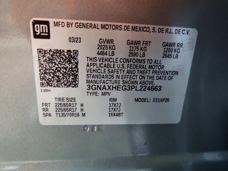 Aukcja sprzedaży 2023 Chevrolet Equinox, vin: 3GNAXHEG3PL224663, numer aukcji: 78725275