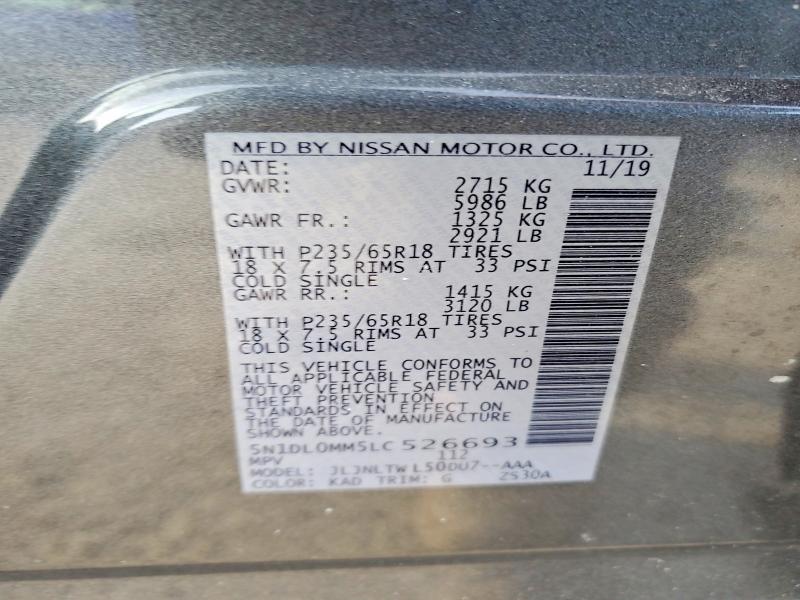 Aukcja sprzedaży 2020 Infiniti Qx60, vin: 5N1DL0MM5LC526693, numer aukcji: 76763415