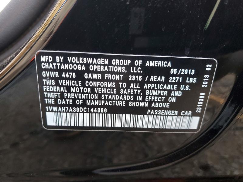 Aukcja sprzedaży 2013 Volkswagen Passat, vin: 1VWAH7A39DC144386, numer aukcji: 78547385