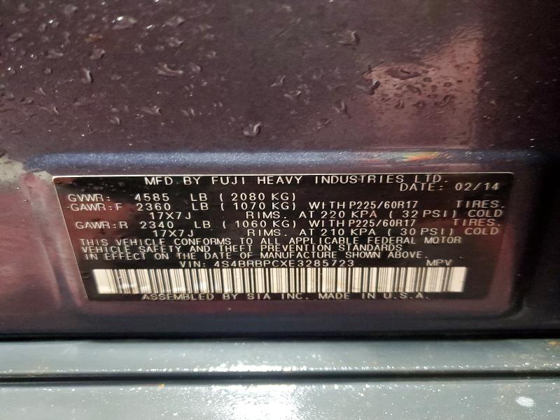 76114185 :رقم المزاد ، 4S4BRBPCXE3285723 vin ، 2014 Subaru Outback مزاد بيع