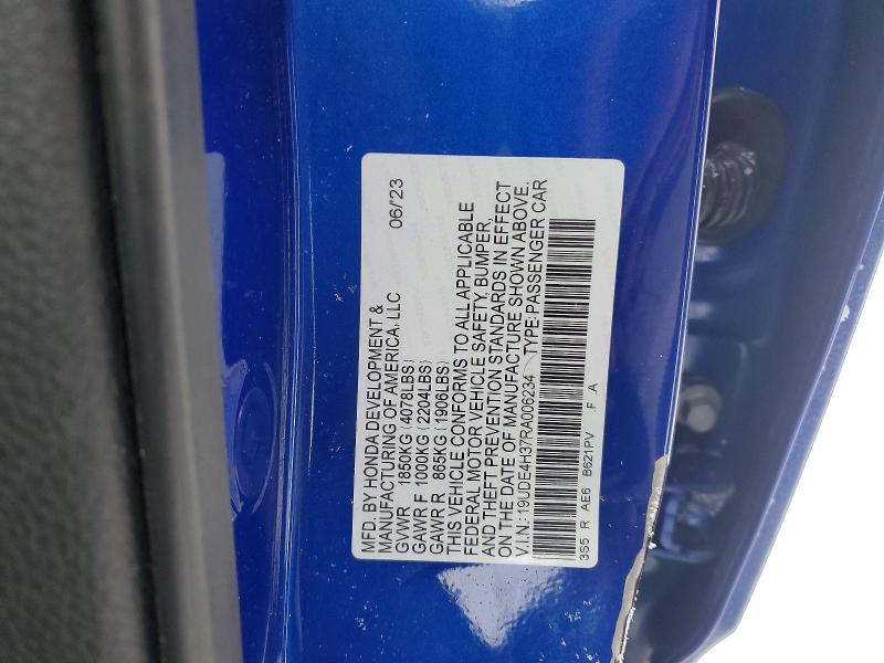Auction sale of the 2024 Acura Integra, vin: 19UDE4H37RA006234, lot number: 78752885