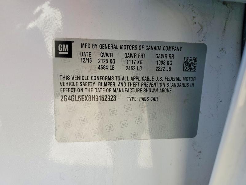 Aukcja sprzedaży 2017 Buick Regal, vin: 2G4GL5EX8H9152923, numer aukcji: 75160155