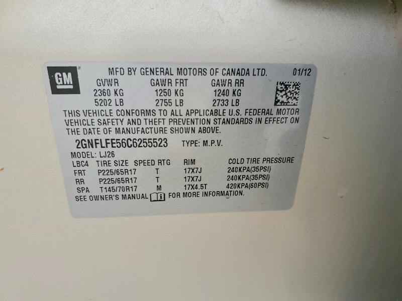 2012 Chevrolet Equinox Lt მანქანა იყიდება აუქციონზე, vin: 2GNFLFE56C6255523, აუქციონის ნომერი: 76791595