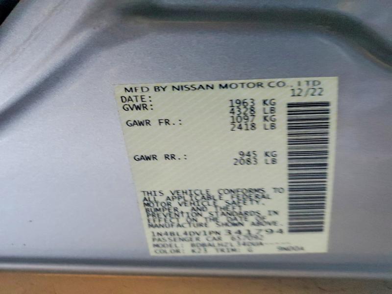 2023 Nissan Altima მანქანა იყიდება აუქციონზე, vin: 1N4BL4DV1PN341794, აუქციონის ნომერი: 75744295