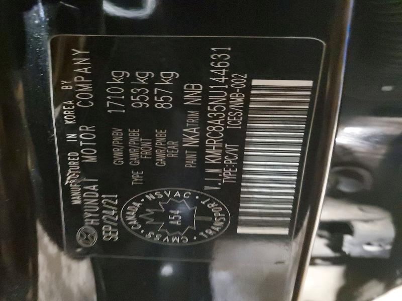 76138685 :رقم المزاد ، KMHRC8A35NU144631 vin ، 2022 Hyundai Venue مزاد بيع
