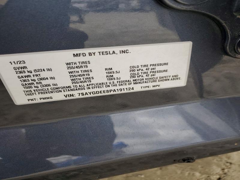 77650205 :رقم المزاد ، 7SAYGDEE8PA191124 vin ، 2023 Tesla Model Y مزاد بيع