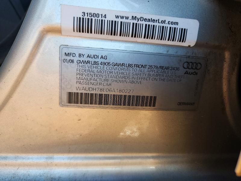 Aukcja sprzedaży 2006 Audi A4, vin: WAUDH78E06A180227, numer aukcji: 76263885