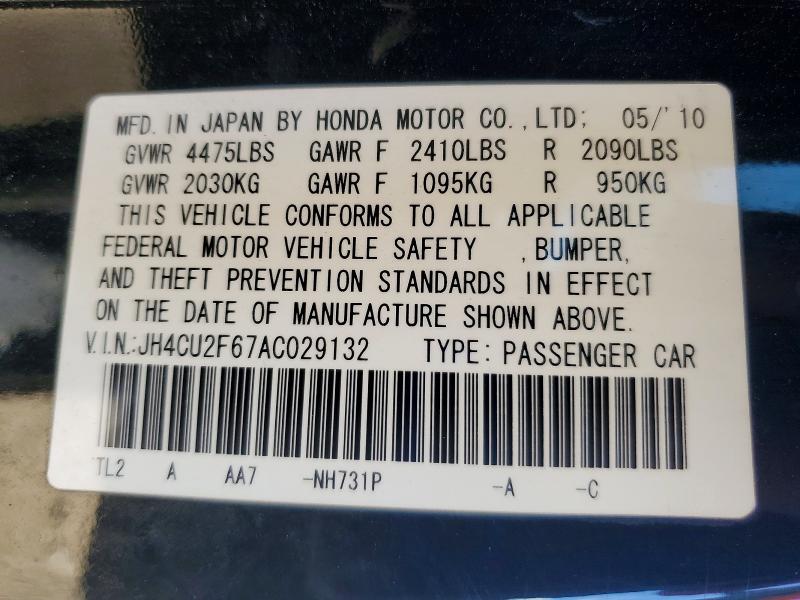 Aukcja sprzedaży 2010 Acura Tsx, vin: JH4CU2F67AC029132, numer aukcji: 79456525