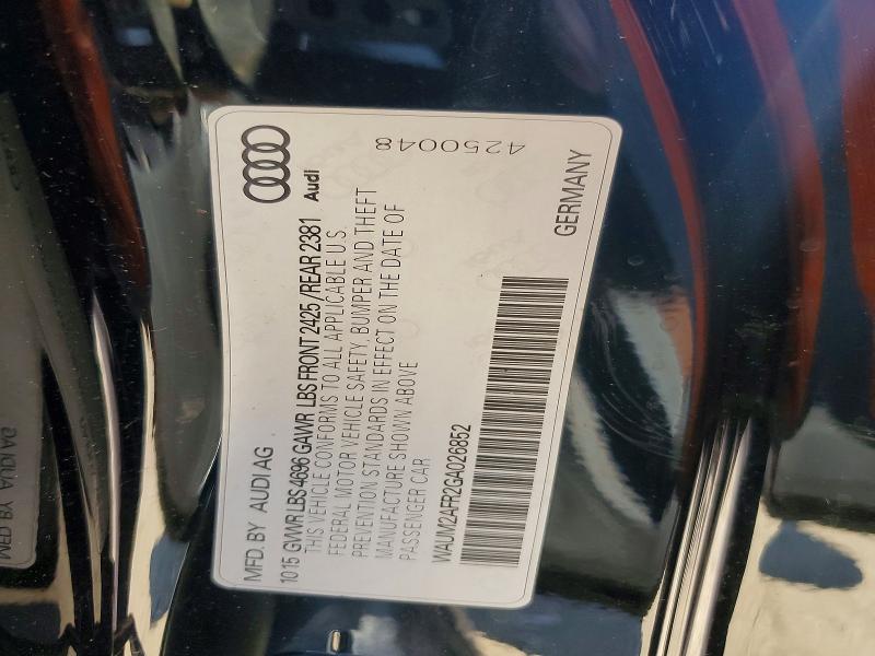 2016 Audi A5 მანქანა იყიდება აუქციონზე, vin: WAUM2AFR2GA026852, აუქციონის ნომერი: 78819135