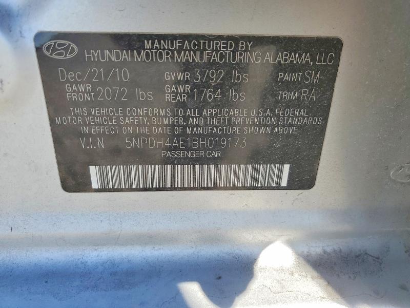 Aukcja sprzedaży 2011 Hyundai Elantra, vin: 5NPDH4AE1BH019173, numer aukcji: 75579625