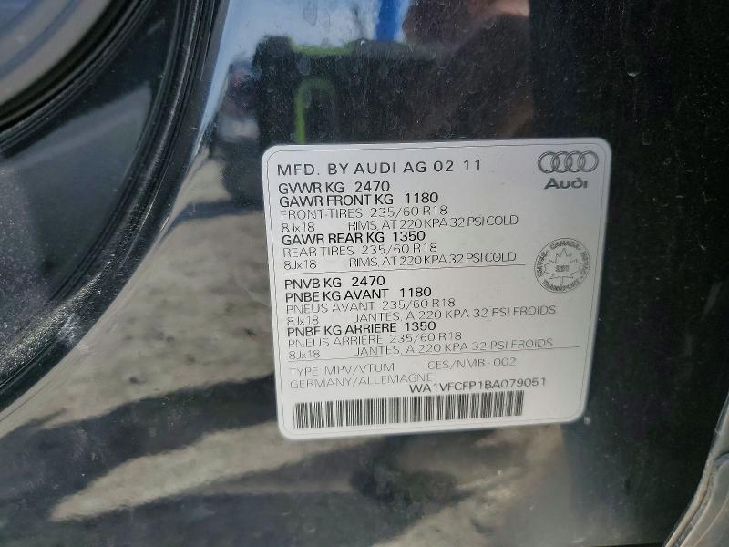 78637275 :رقم المزاد ، WA1VFCFP1BA079051 vin ، 2011 Audi Q5 مزاد بيع
