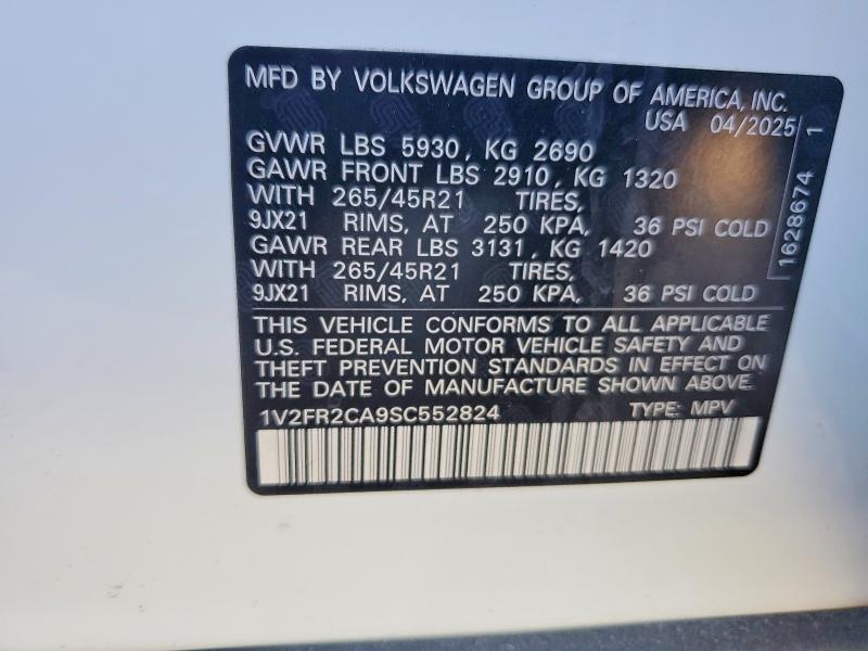 Продаж на аукціоні авто 2025 Volkswagen Atlas, vin: 1V2FR2CA9SC552824, номер лоту: 79118175