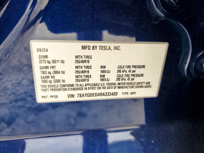Aukcja sprzedaży 2024 Tesla Model Y, vin: 7SAYGDED4RA333480, numer aukcji: 75649165