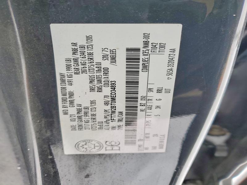 Продажа на аукционе авто 2021 Ford F250, vin: 1FT7W2BT0MED34893, номер лота: 72552375