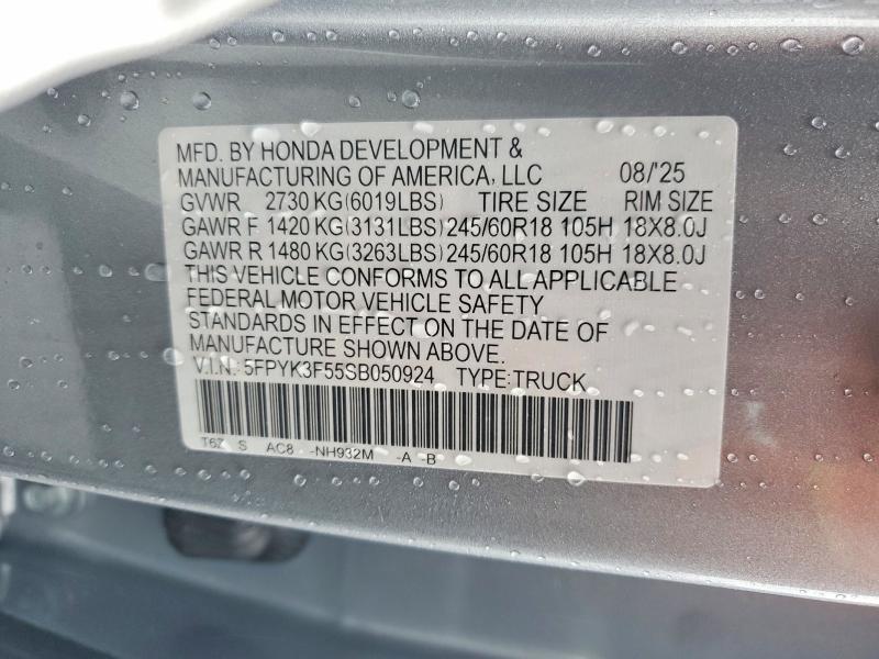 Aukcja sprzedaży 2025 Honda Ridgeline, vin: 5FPYK3F55SB050924, numer aukcji: 77629215
