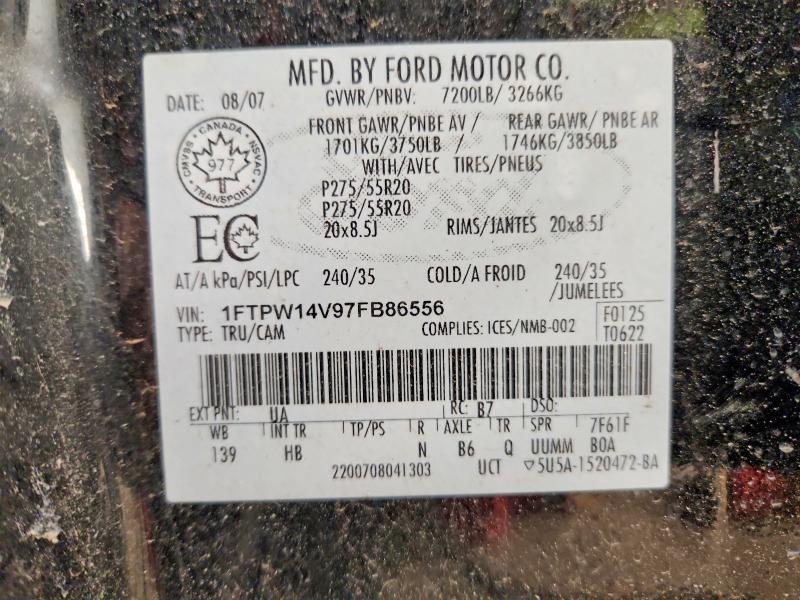 Aukcja sprzedaży 2007 Ford F150, vin: 1FTPW14V97FB86556, numer aukcji: 75649935